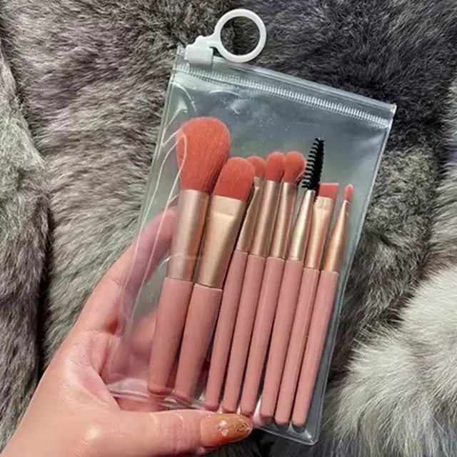 Blending Brush Set Beginner's Essential 8-piece Soft Bristle Makeup Brush Set for Foundation Blending Blush Lips for Beginners