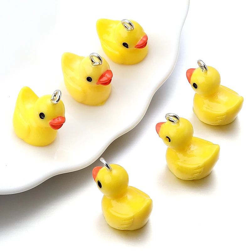 10ピース/ロット19 × 15ミリメートルかわいいアクリルアヒルチャーム