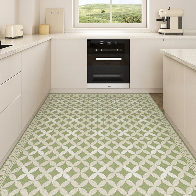 Kitchen Rug Large Area Waterproof Oil-proof PVC Leather Carpet for Living Room Home Decoration Retro Pastoral Door Mat ковер 러그