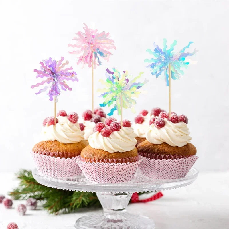 5/20 Stück Folien-Feuerwerk Cupcake-Topper Glitzernde Lametta-Kuchendekoration Cocktailspieße Geburtstag Hochzeit Abschlussfeier Partyzubehör – Detail 11