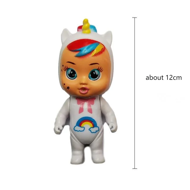 6pcs/set 12cm Cry Babies Doll Drinking Water And Crying Baby Girl Play House Figure Weeping Babies Children Birthday Gift Toy 4