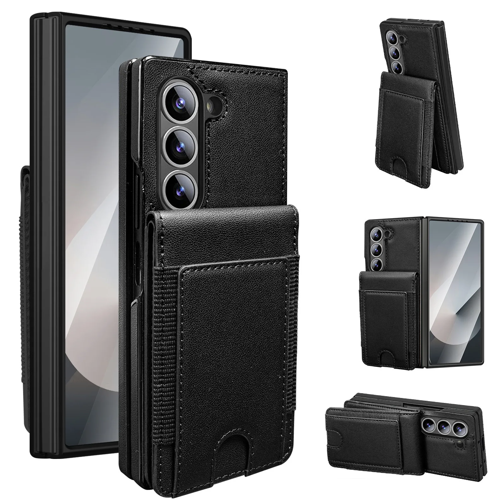 Luxurious Leather Foldable Phone Case with Screen Protector and Kickstand, Enhanced Drop Protection