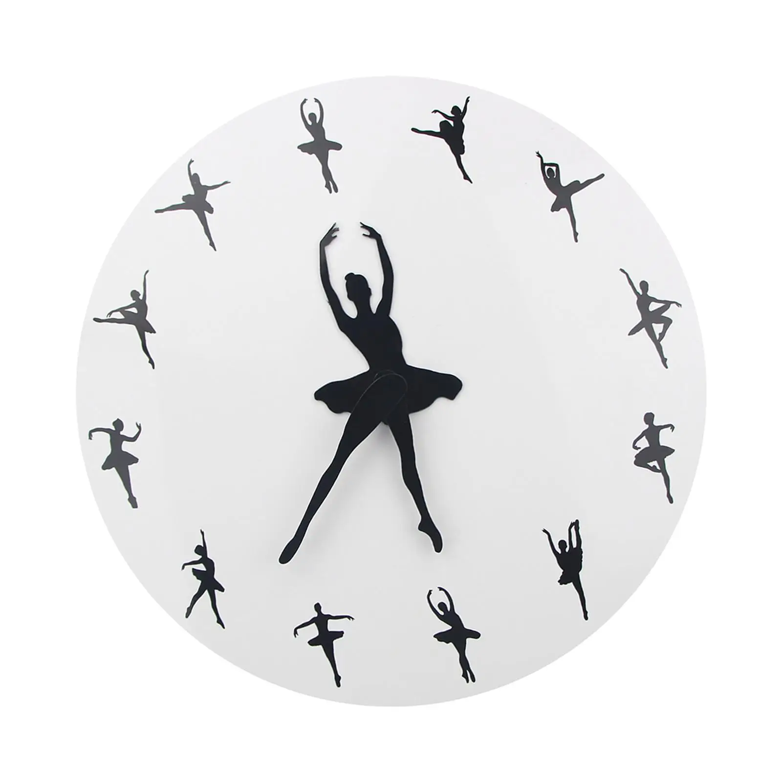 Ballerina Wall Clock Round Quiet Acrylic Decorative Clock for Living Room Dancing Studio Girls Room Office Housewarming Gift