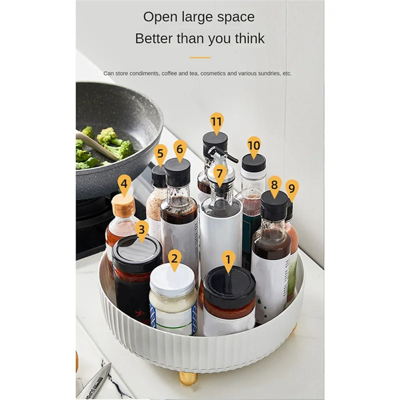 

Кухонная полка для хранения, вращающаяся полка, полка для приправ, коробка для приправ, домашний вращающийся проигрыватель, полка для хранения белого цвета