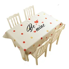 

Cotton Tablecloths, Waterproof Table Covers Be Mine Heart White Dining Table Coffee Table Deco