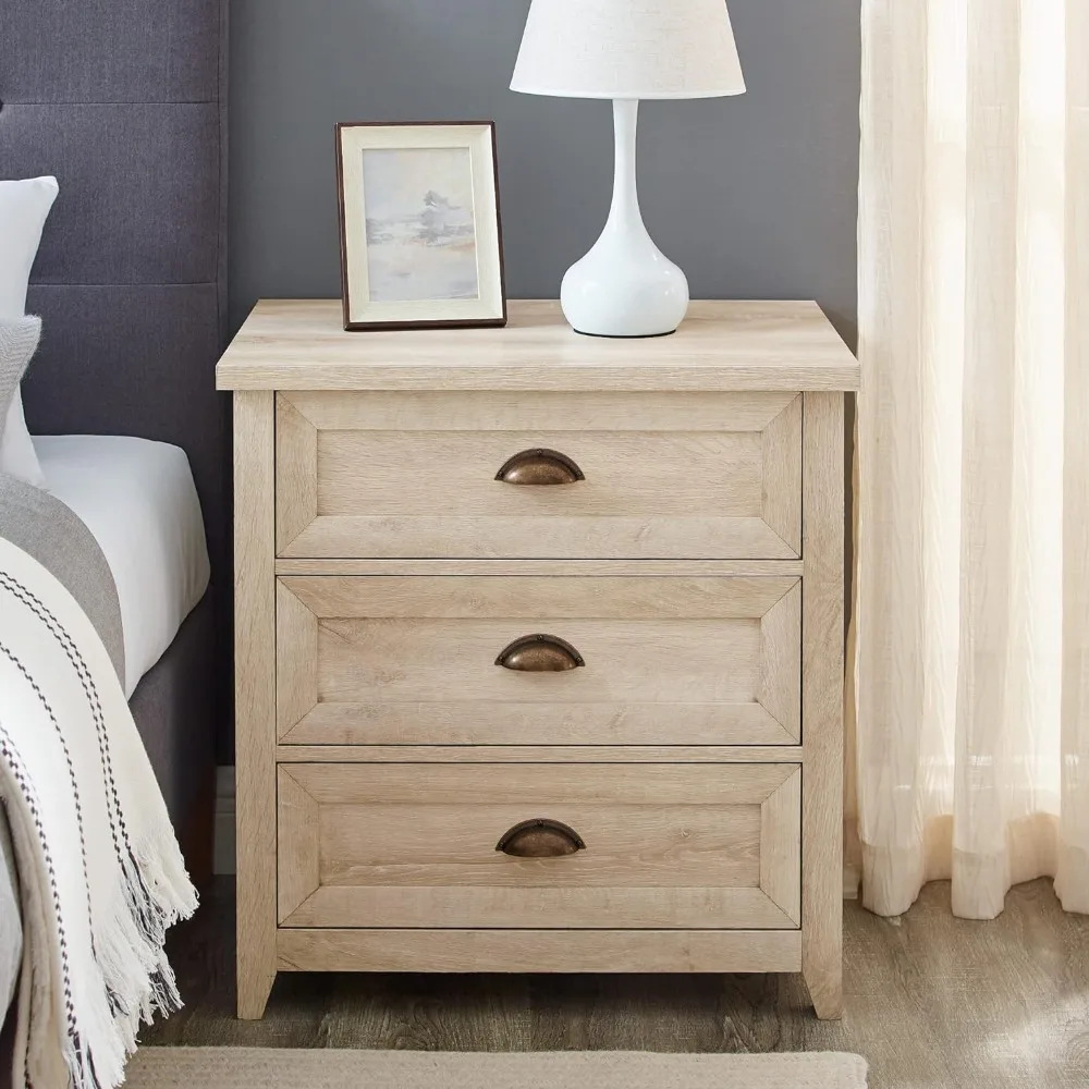 

3 Drawer Framed Nightstand With Half-Moon Handles Bedside Tables for the Bedroom Furniture Furnitures Table Home