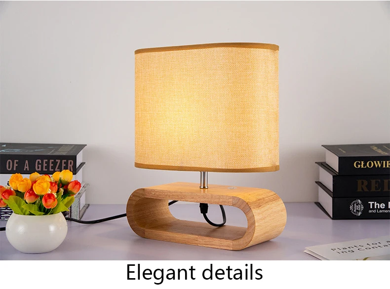 Nordic Wooden Table Lamp Creative Modern Bedroom Bedside LED Light Living Room Hotel Japanese Study Table Lamp Linen Lampshade