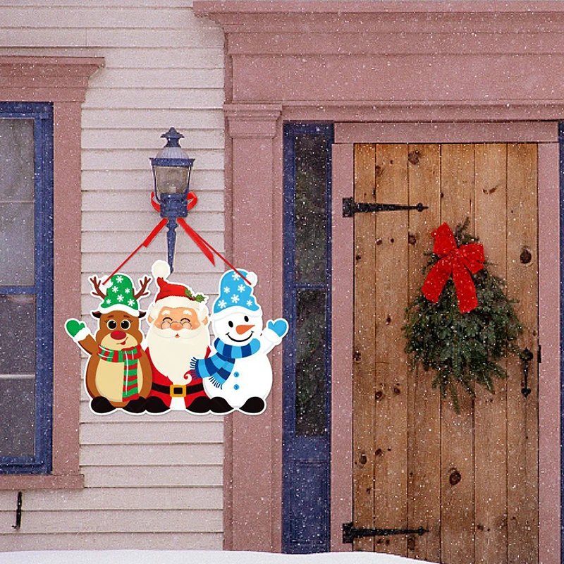 

Christmas Door Hanger New Year Party Pendants Xmas Tree Hanging Oranments Santa Claus Snoweman Elk Merry Christmas Decor 2023