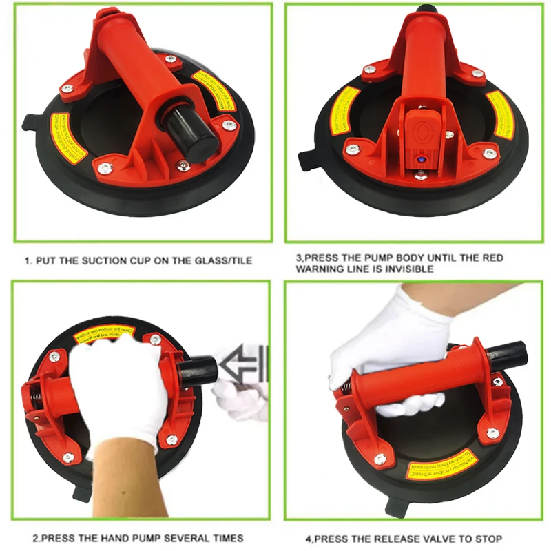 New 8 inch Vacuum Suction Cup 220kg Bearing Capacity Heavy Duty Vacuum Lifter for Granite Glass Lifting Strong suction cup
