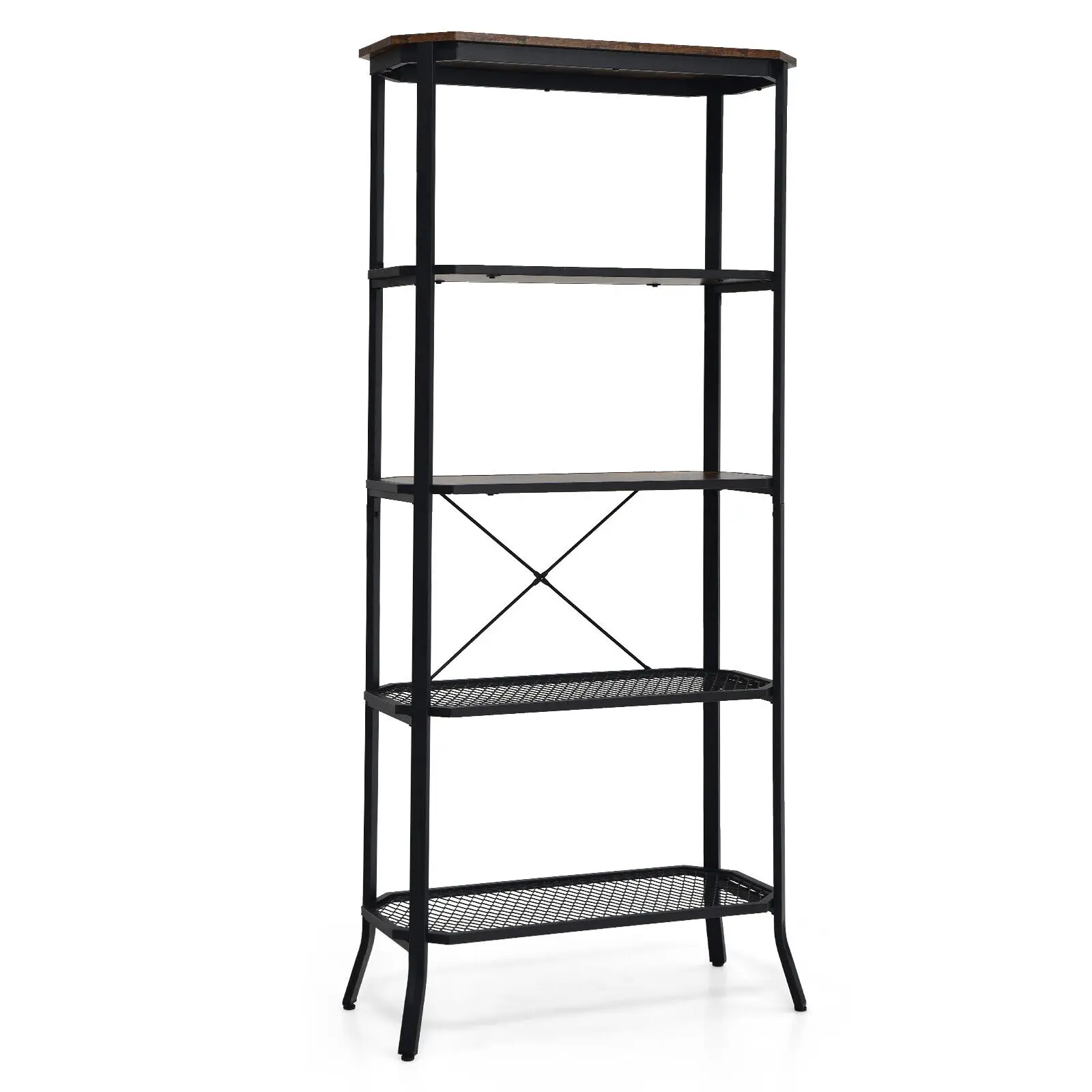 Industrial 5Tier Bookshelf Freestanding Storage Plant Shelving Unit S