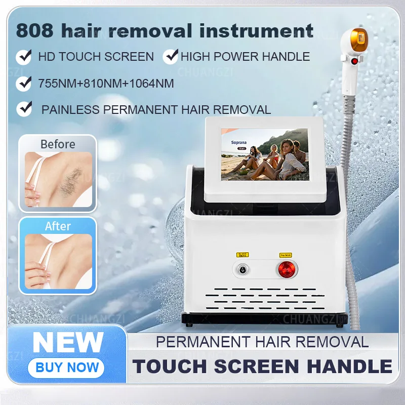 

Diode Hair Removal Machine 808nm Permanent whole body Epilator New 3 Wavelengths Ice Platinum Beauty Equipment