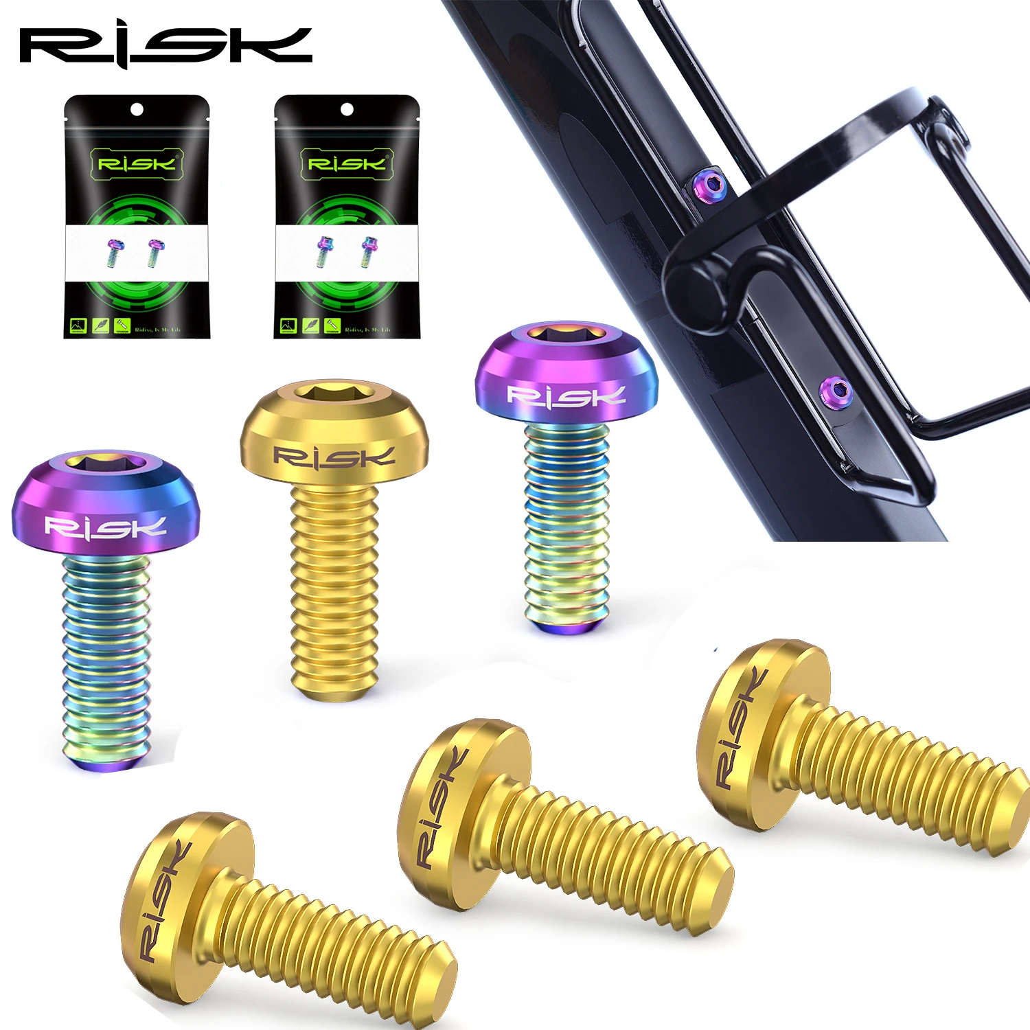Premium Titanium Alloy Bike Water Bottle Cage Bolts - Set of 2