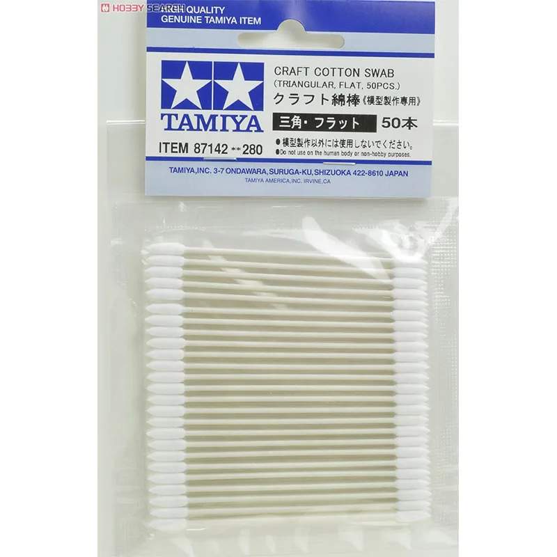 Tamiya 87142 Modello Craft Tools Tampone Di Cotone Artigianale (Triangolare, Piatto, 50 Pezzi)