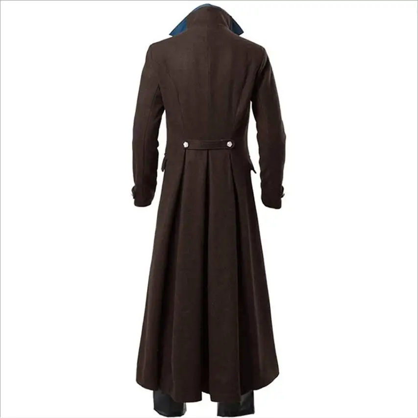 Vintage Navy Polyester Fluwelen Geborduurde Lange Jas, Fluwelen Blazer