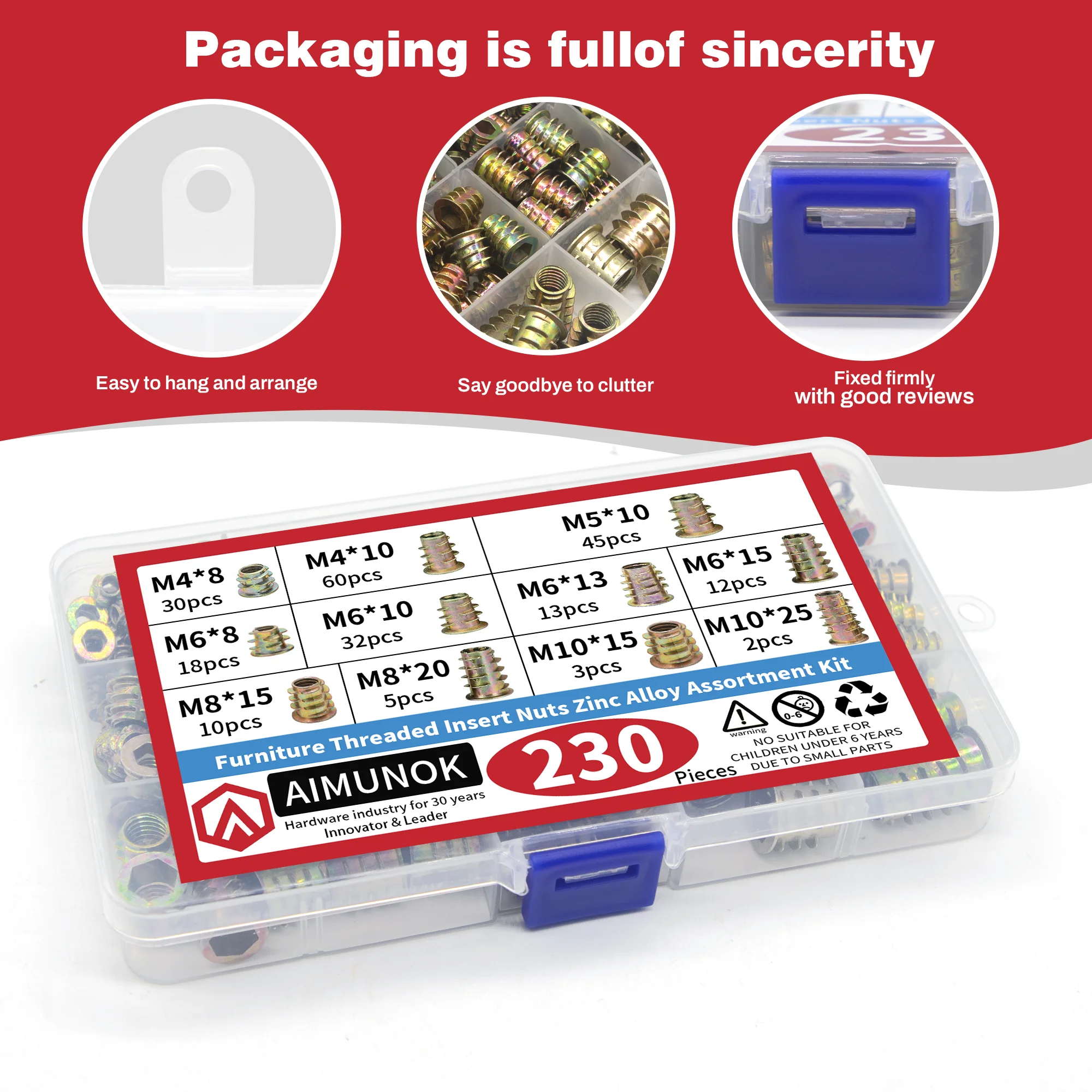 100 Dadi Filettati M6x15 Per Legno - Boccole In Acciaio Carbonio Per Mobili