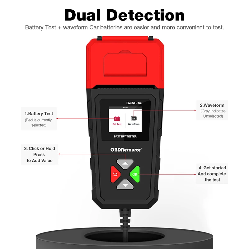 BM550Ultra Car Battery Tester with Printer 6V 12V 24V 100-2000CCA Battery Analyzer Charging Check Battery Load Tester