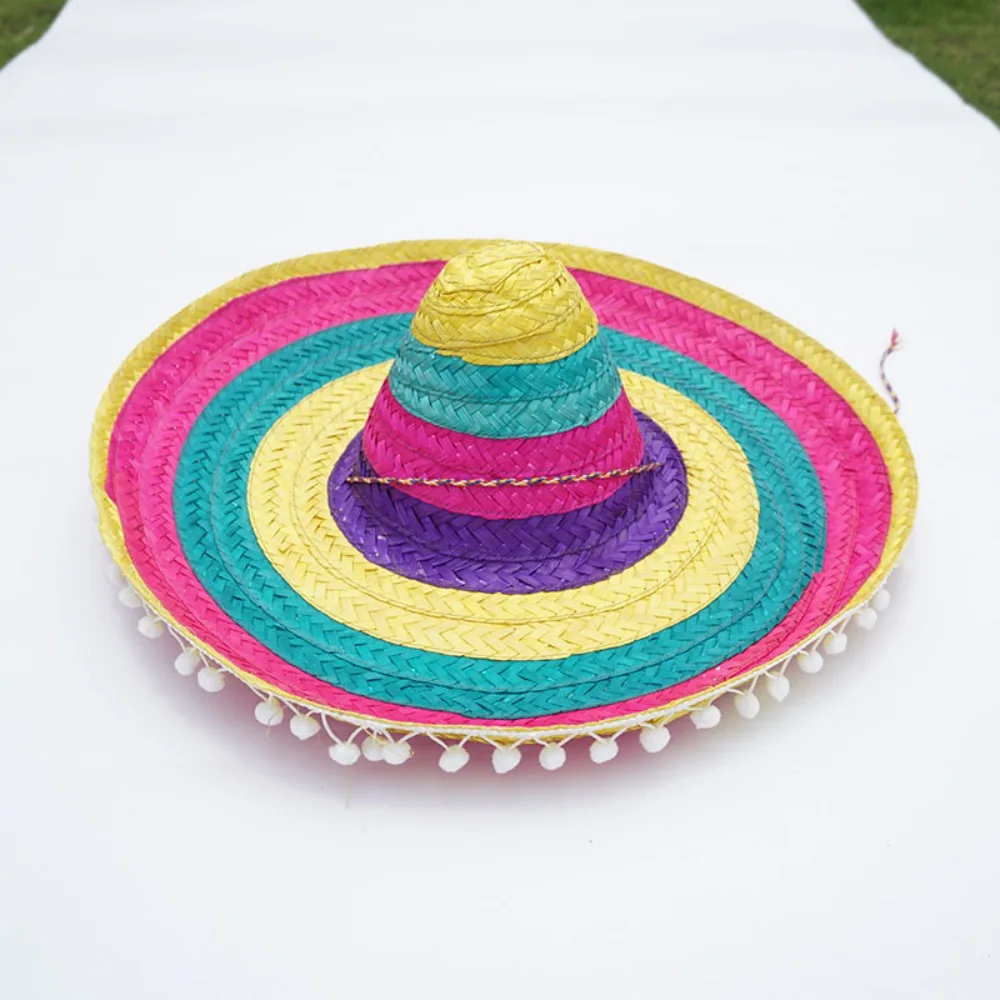 Sommer mexikanische Party Hut bunte breite Krempe Strohhüte Männer Frauen Sommer Outdoor Sonnenhut Sombrero Halloween Party Dekor – Detail 5
