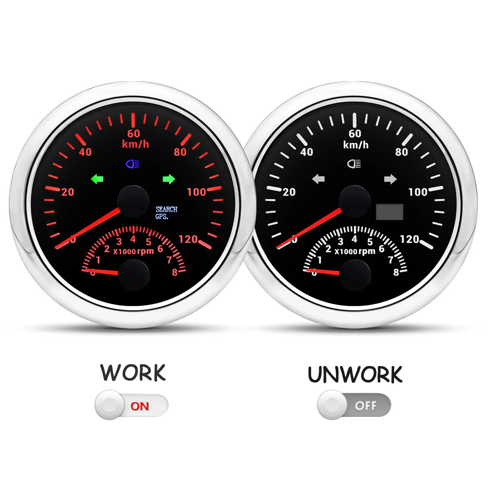 85mm GPS Speedometer With Tachometer 120KM/H 200KMH 120MPH For Car Truck Boat Sp