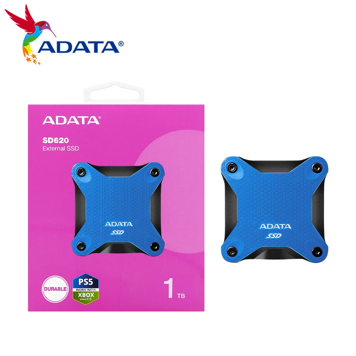 ADATA SD620 포터블 솔리드 스테이트 디스크 512GB USB 3.2 Gen 2 3D NAND SSD (데스크탑/노트북 PC용) 최대 520MB/s 읽기 속도, 100%