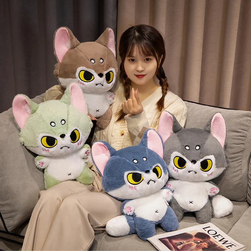 

Мультяшные милые пушистые мягкие игрушки в виде леса, плюшевые игрушки волка, кошка и собака, подушка высокого качества, мягкая плюшевая детская подушка, подарок для успокоения