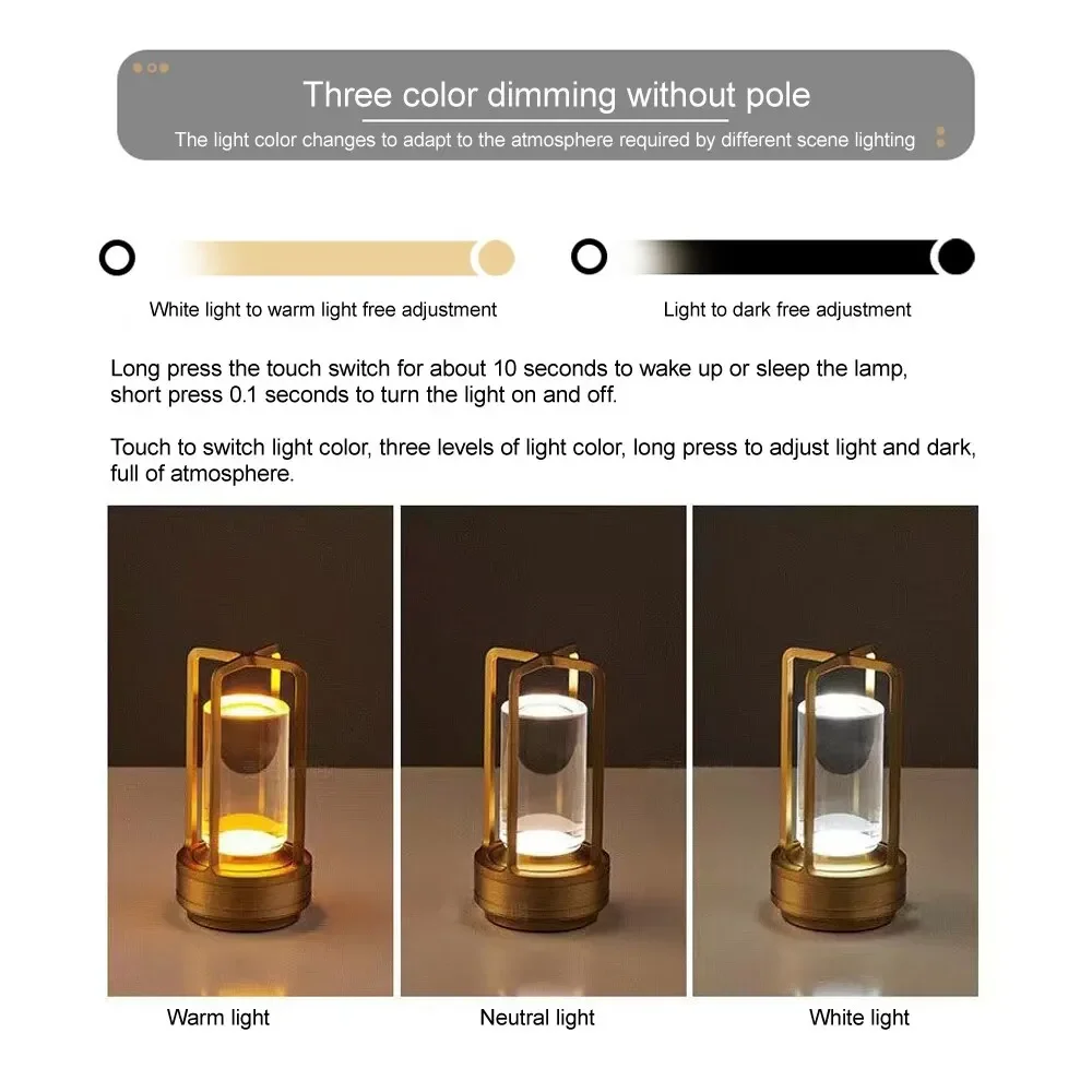 Led Cordless Table Lamp Industrial Style Desk Lamps Outdoor Camping Atmosphere Light Restaurant Creative Beside Night Lights 2