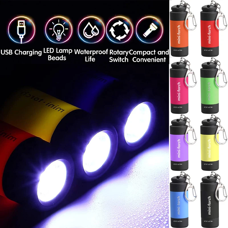 

Mini LED Keychain Flashlight Self-defense Torch Mini Lights Rechargeable Keychain Light Pocket Emergency Light Mini Flashlight