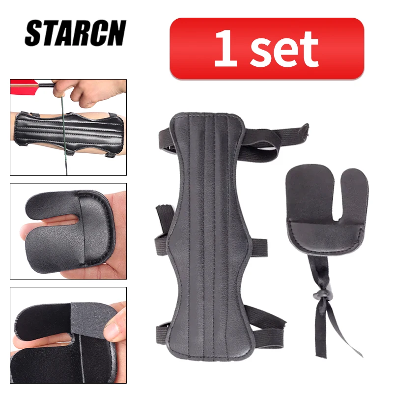 1set Archery Finger Arm Guard Kid Durable Leather Practice Protection Safe Strap Armguard Hunting Shooting Equipment Accessories 14 pcs mig welding kit 0 035 for welding equipment gas diffuser nozzle torch nozzle consumables durable contact tip 0 035