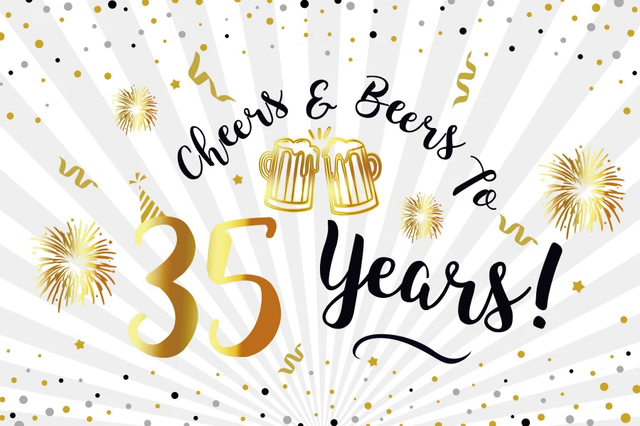 Happy 35th Birthday Banner (150x90 Cm) – Rosegold Party-Deko Aus Vinyl Für Wand & Tisch