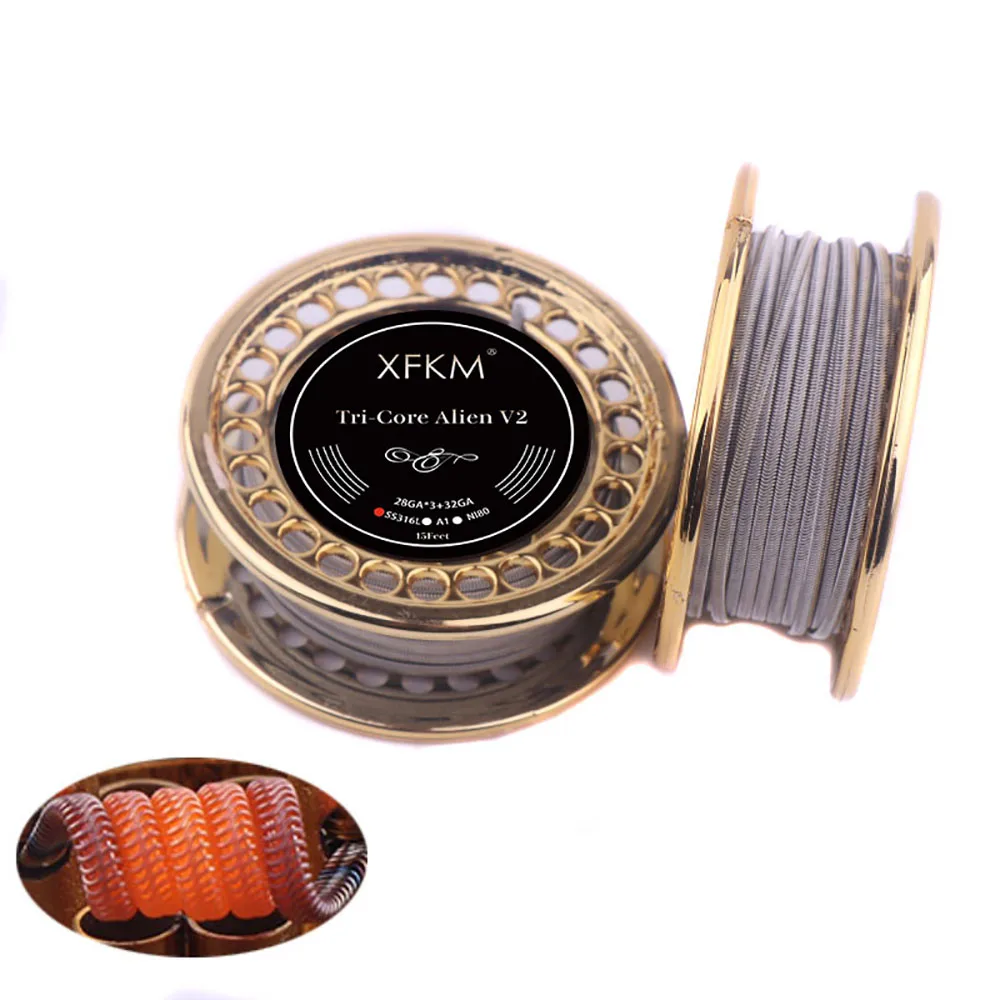 

5 м/рулон A1/SS316L/NI80 Alien V2 проволока Clapton сплавленные готовые катушки Clapton для RDA RTA нагревательный провод