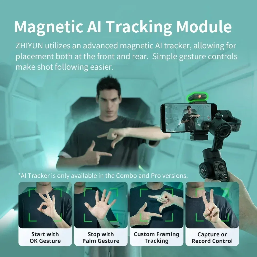 ZHIYUN SMOOTH 5S AI Tracking Handheld Stabilizer 3-Axis Smartphone Gimbal IPhone 15 Pro Max For Xiaomi♢Vlog∵Filming_voghion.com