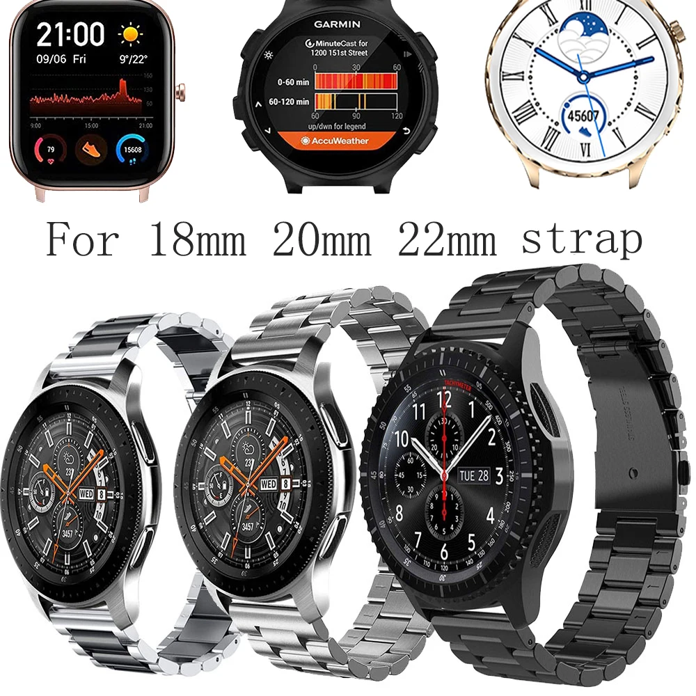 

For Samsung Gear S3 22MM Frontie 20MM/18MM Band strap Galaxy Watch 46mm Band V-MORO Stainless Steel Metal Bracelet Strap R800