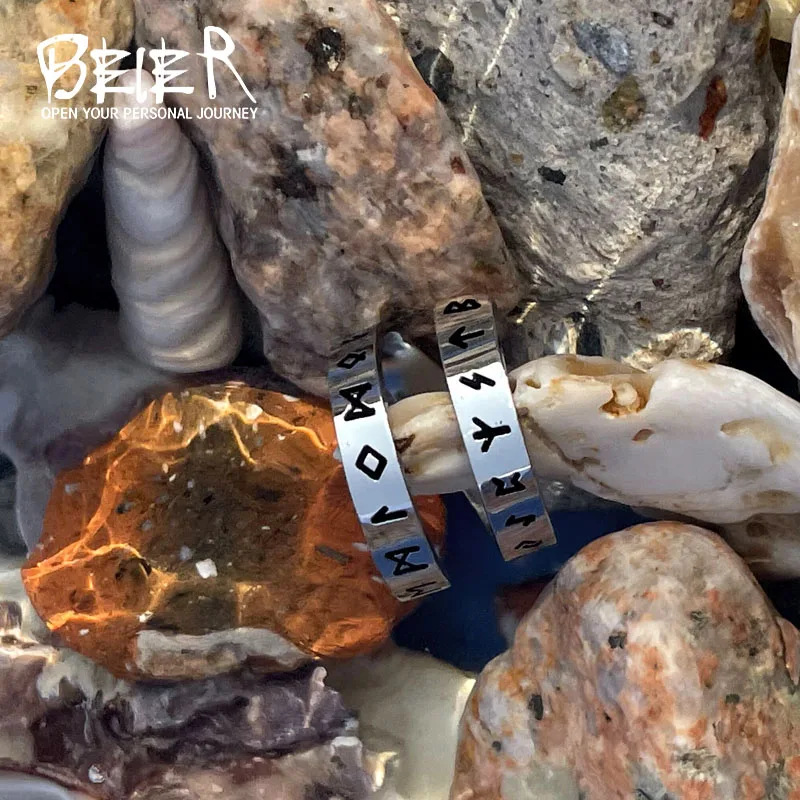 BEIER Unique Shape Stainless Steel Viking Ring Viking Nordic Mythology Vintage Jewelry Men Women finger rings stainless steel rings metal rings vintage jewelry