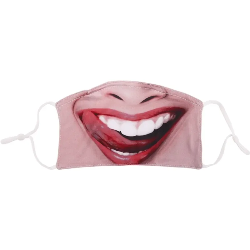 Funny Face Mask Women Men Adults Reusable Breathable Cotton Mask Washable Outdoor Halloween Cosplay Props Fashion Accessory
