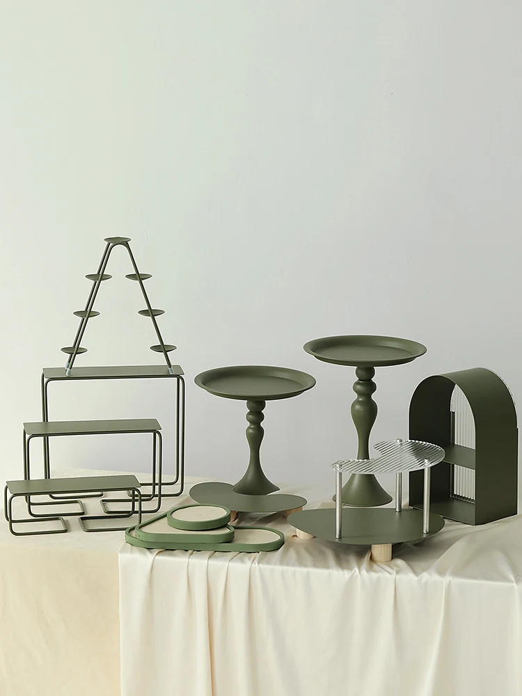 1 Piece Dark Green Cake Stand Tea Cupcake Tray Home Decoration Storage Racks Candy Bar Dessert Table Party Supplier