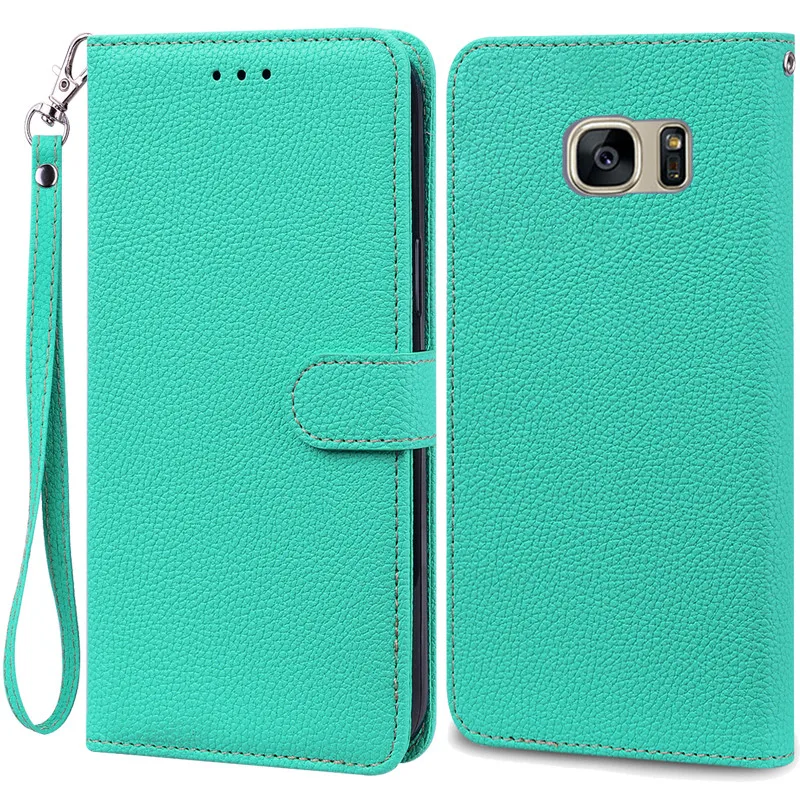 Luxury Leather Wallet Flip Case - Soft Protective Cover for Samsung Galaxy S7 Edge