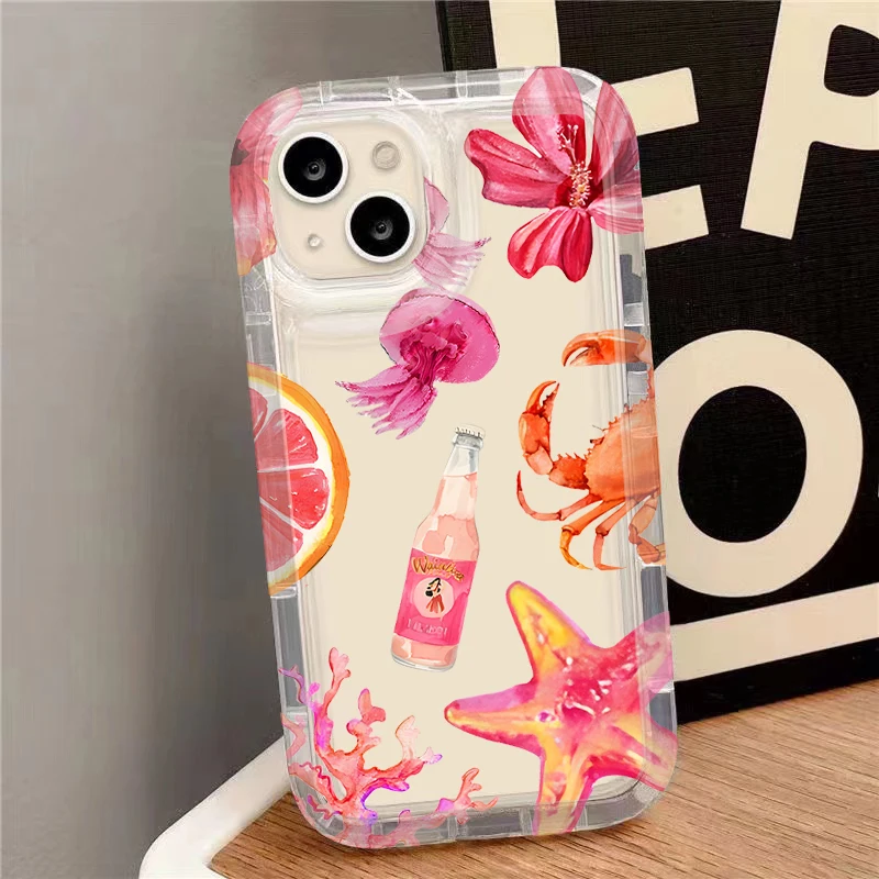 Luxury Blue Ocean Animals Clear Back Phone Case