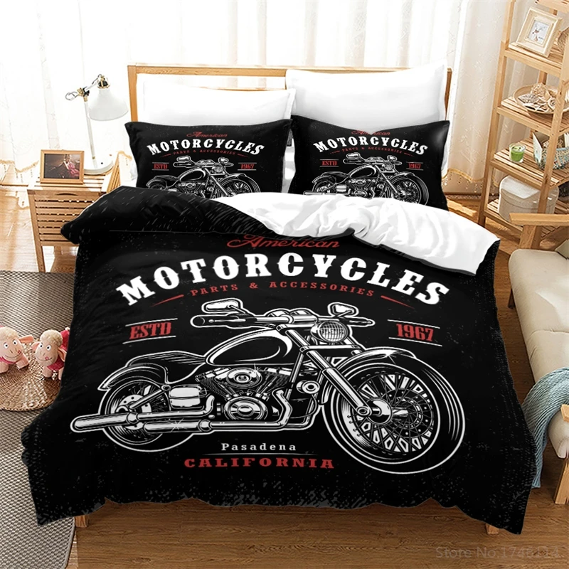 

Retro Style Motorcycle Series Duvet Cover Set Twin Full Queen King Size Bedding Set Home Textile for Kids Boys Adults Bedroom