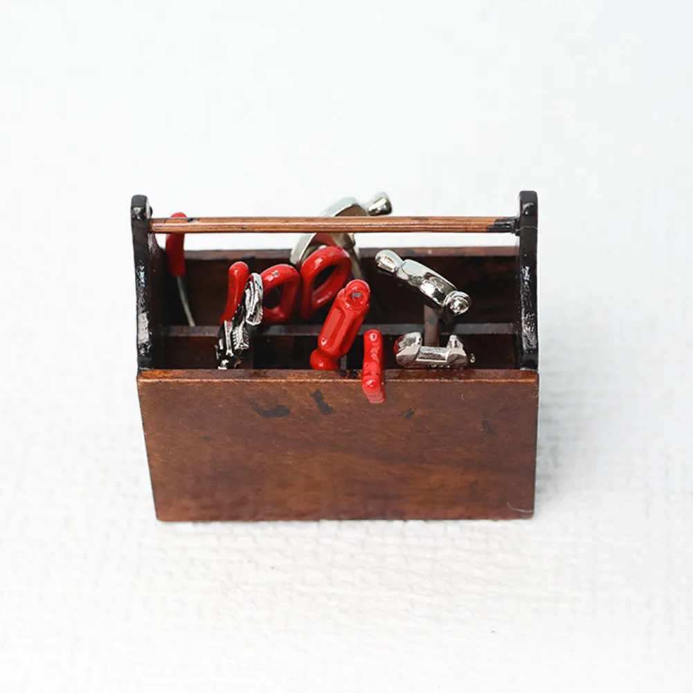 1세트 1:12 스케일 미니 공구 상자 세트 현실적인 미니어처 수리 도구 놀이용 액세서리 인형 집 장식