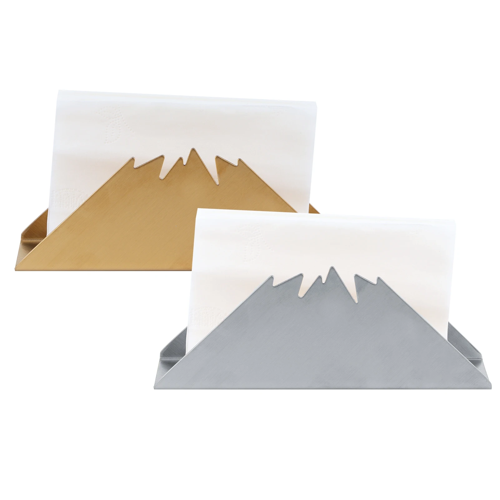 Napkin Holder Simple Desktop Napkin Dispenser Decorative Vertical Triangular Stainless Steel for Restaurant for Hotel