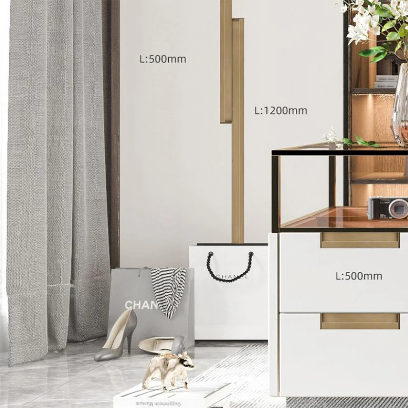 Light Luxury Embedded Hidden Drawer Handle Wardrobe Door Slotted Embedded Invisible Handle Cabinet Aluminum Alloy Long