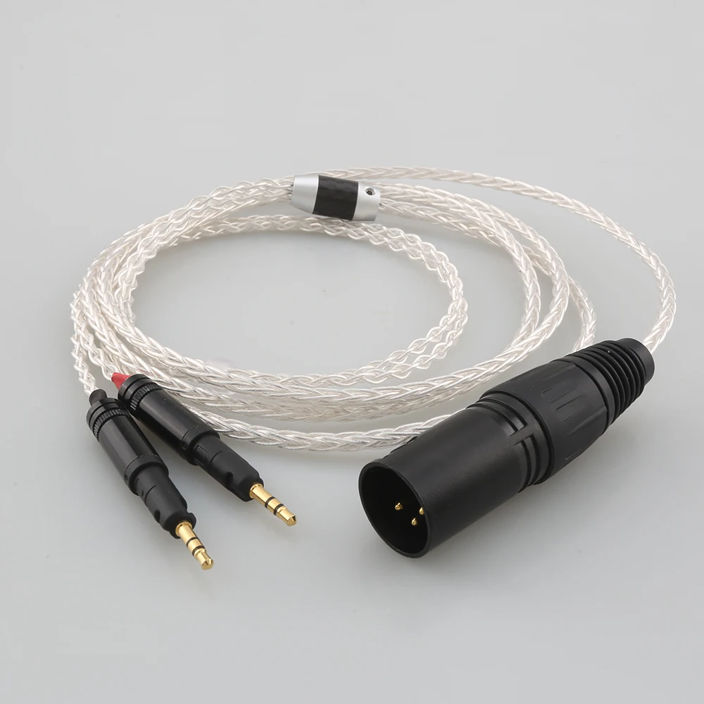 8 Core Silver Plated 4Pin XLR Balanced Male to Dual 2.5mm Male Earphone Cable for Audio-Technica ATH-R70x Professional Headphone