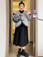 plus Size Busin Casual Midi Skirt A-Line Pleated High Waist for Pear aped Body Versatile Workwear Spring Season  Color - Image 2