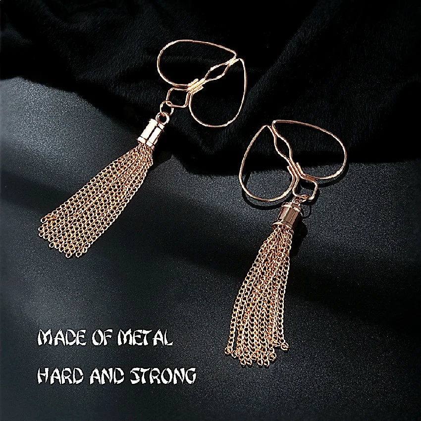 Golden Heart Peach Shaped Stainless Steel Nipple Clips With Pendant Tassels Create Flirty Non Piercing Jewelry For Women_voghion.com