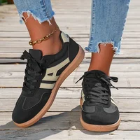 Mix Color Women's Autumn Sneakers Fashion Splicing Flat Heel Vulcanized Shoes Female Lace-Up Non-Slip Pu Leather Casual Shoes 1