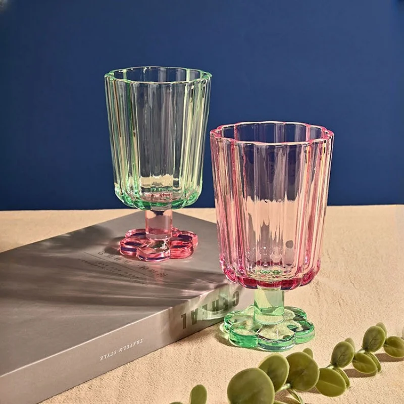 225ml 화려한 높이가 있는 유리잔 빈티지 홈파티 칵테일 맥주 주스 머그잔 여름 레스토랑 아이스크림 물컵