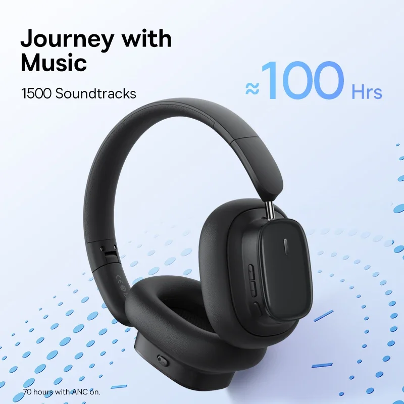 Anc Bowie Headphone sem Fio Bluetooth 5.3 Cancelamento de Ruído Hi-res 3d Espacial Auriculares Auriculares Audio Baseus-h1i - Image 3