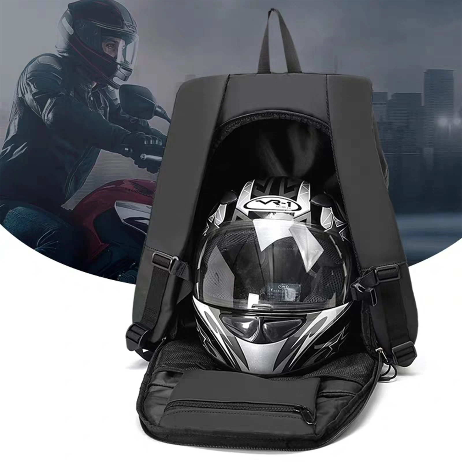 

Motorcycle Helmet Bag Cycling Helmet Storage Hiking Helmetcatch Bag Backpack Basketball Football Soccer Backpack Black