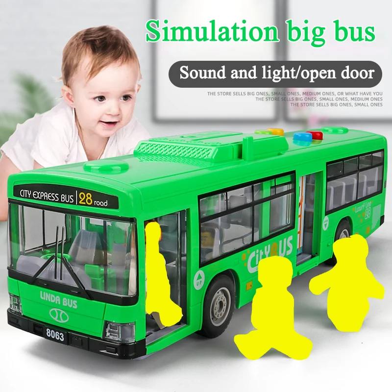 1:50 Simulation Transit Bus Modèle Alliage Pull-Back Bus Jouet avec Lumière  et Musique pour Enfants(Jaune)