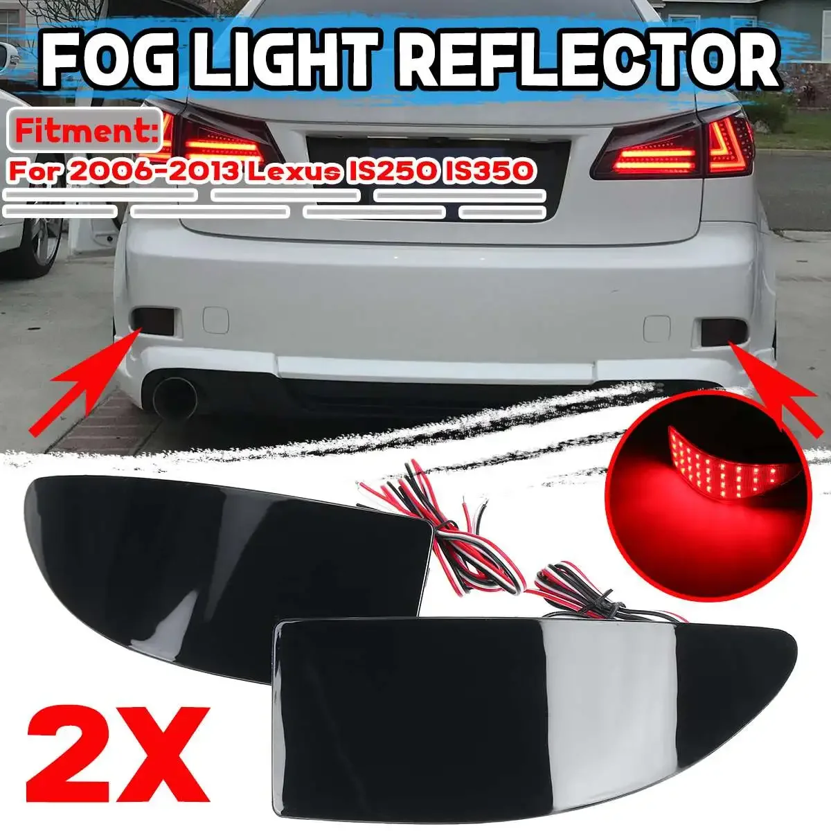 

1 Pair Smoked Car LED Tail Rear Bumper Reflector Light LED Fog Light Lamp LED Reflectors For Lexus IS250 IS350 2006-2013