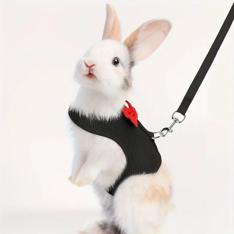 Adjustable Bunny Harness Leash Set - Soft Vest for Small Pets Rabbits Ferrets Kittens